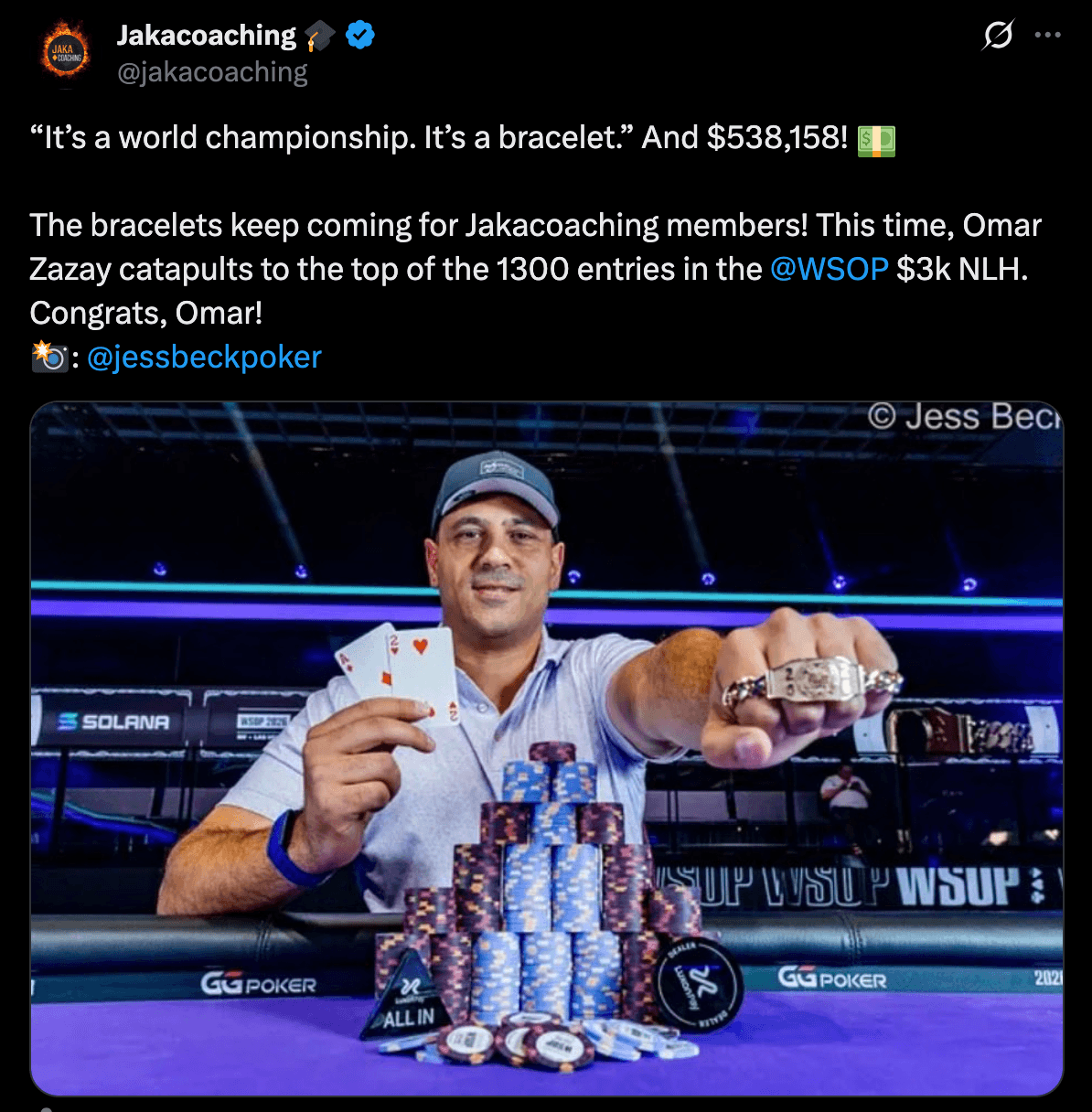 Omar Zazay WSOP Bracelet Win